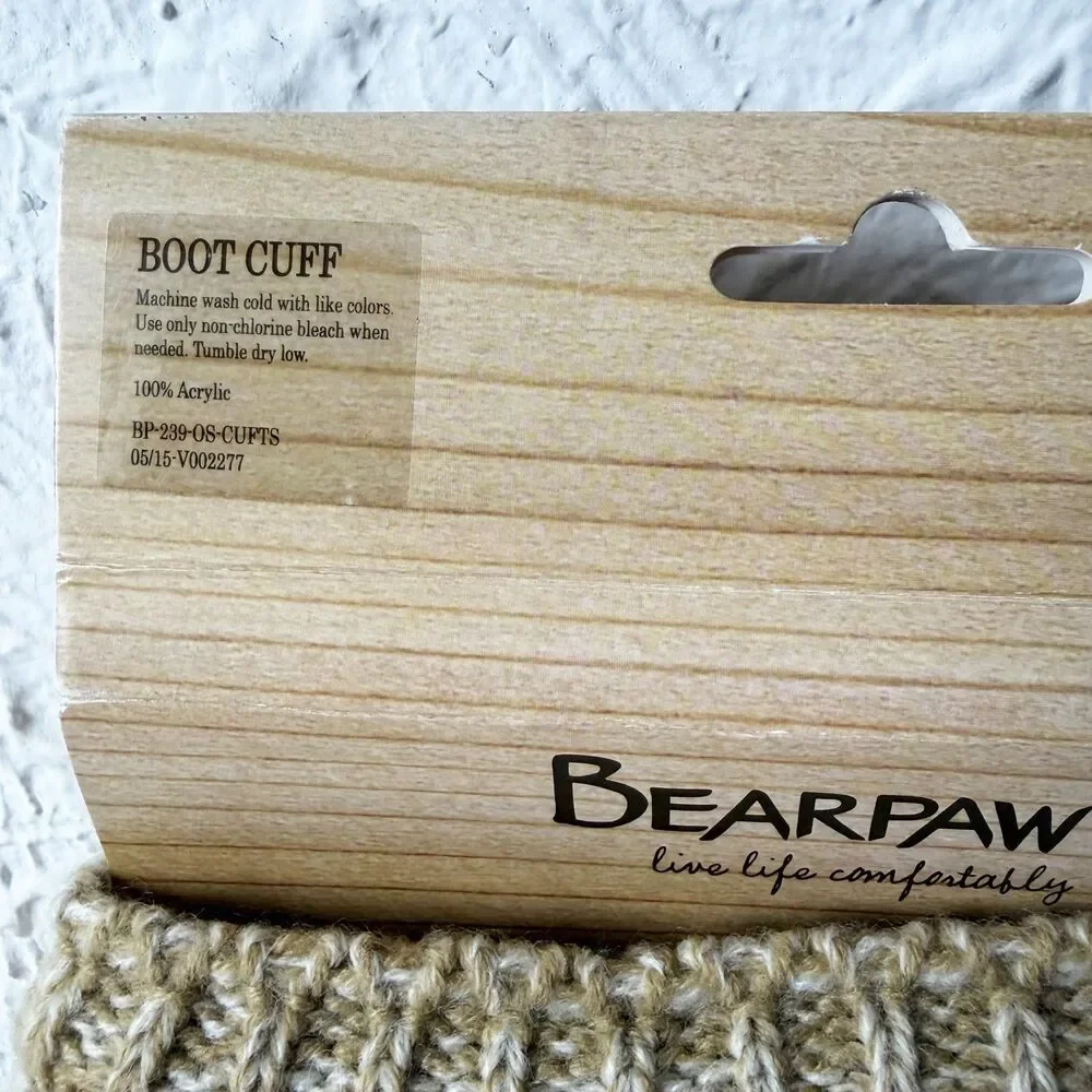 Bearpaw Knit Boot Cuffs Tan Turquoise Accent One Size Acrylic NEW